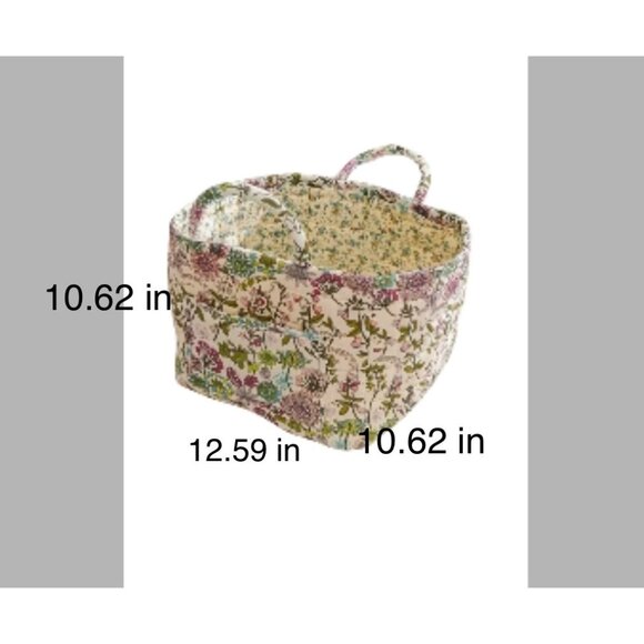 Quilted Fabric Storage Laundry Basket Organizing Box Washable Purple Flowers - Picture 2 of 2